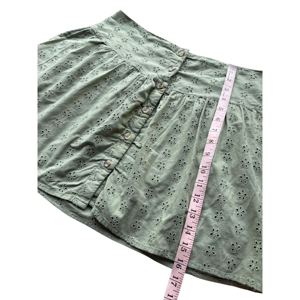 ASOS Design Sage Green Button Front Eyelet Mini Skirt Size 10 - Picture 8 of 8